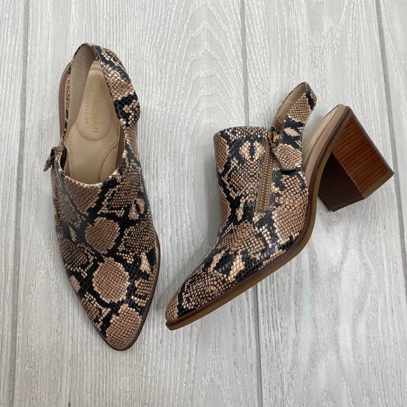 Cole Haan Women's Grand 360 Snake Embossed Leather Slingback Mules Size 8 - Picture 1 of 11